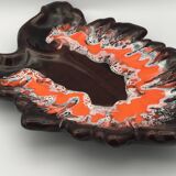 Ceramic center dish from vallauris leaf shape 42 cm
