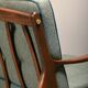 Pair of Mid-Century Italian Armchairs in stained Beech and Green Cushions