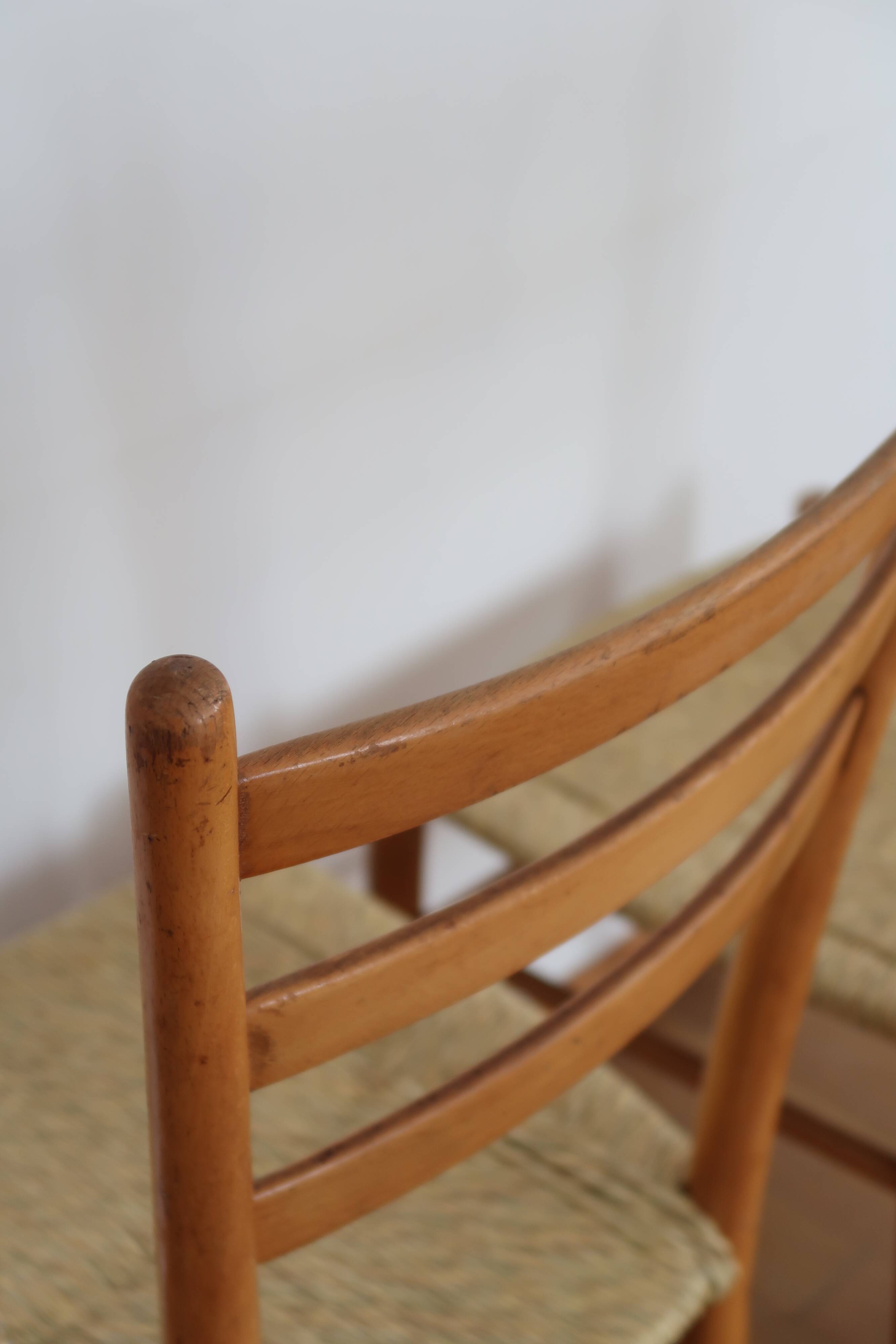 Pair of Scandinavian straw chairs