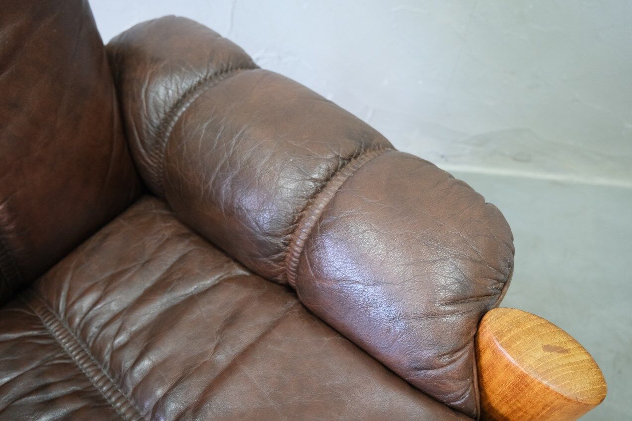 Mid-Century Teak and Leather 3-Seater Sofa from Ekornes, 1970s