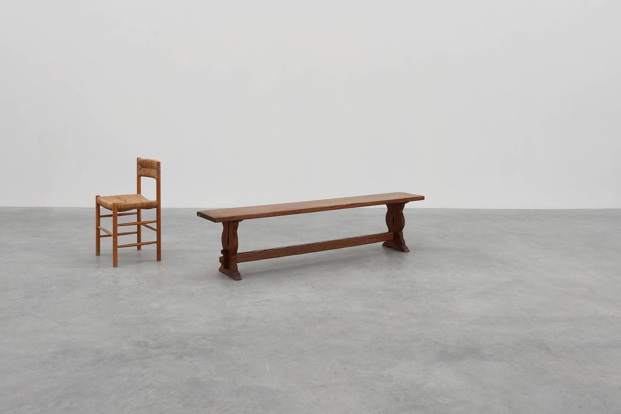 Rustic oak bench with nice patina, France ca. 1900
