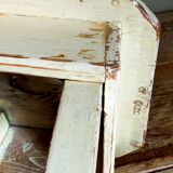 Workshop stool in antique patinated solid wood