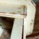 Workshop stool in antique patinated solid wood