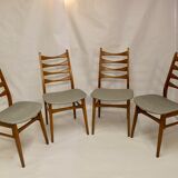 Set of 4 Scandinavian chairs year 50-60 restored anti-stain fabric gray cloud.
