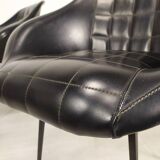 Vintage black skai armchairs