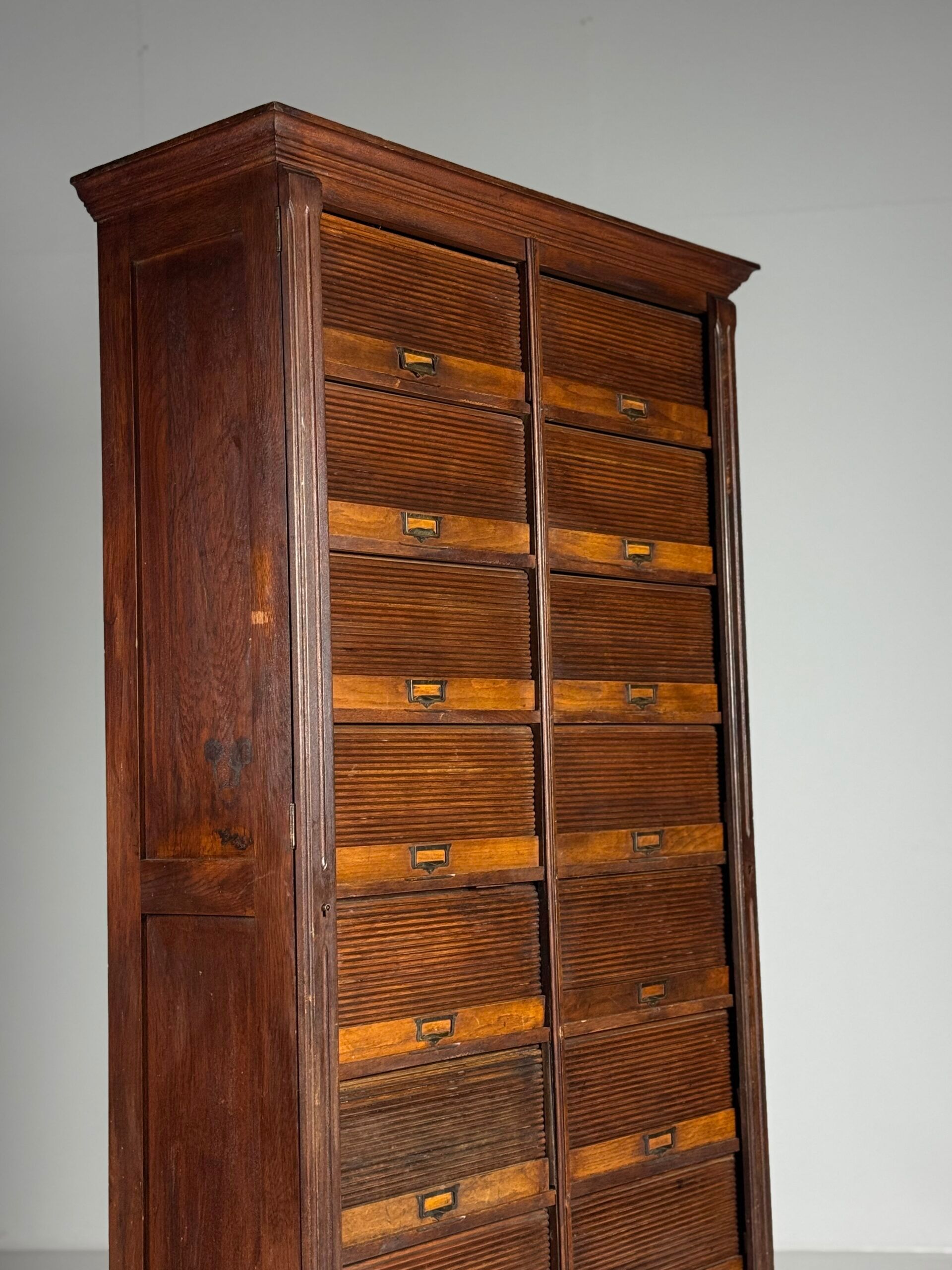 Antique archive cabinet with roller doors