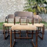 Set of 6 vintage baumann 1970 sled chairs