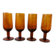 4 vintage aperitif glasses in amber glass