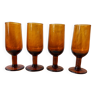 4 verres à apéritif vintage en verre ambré