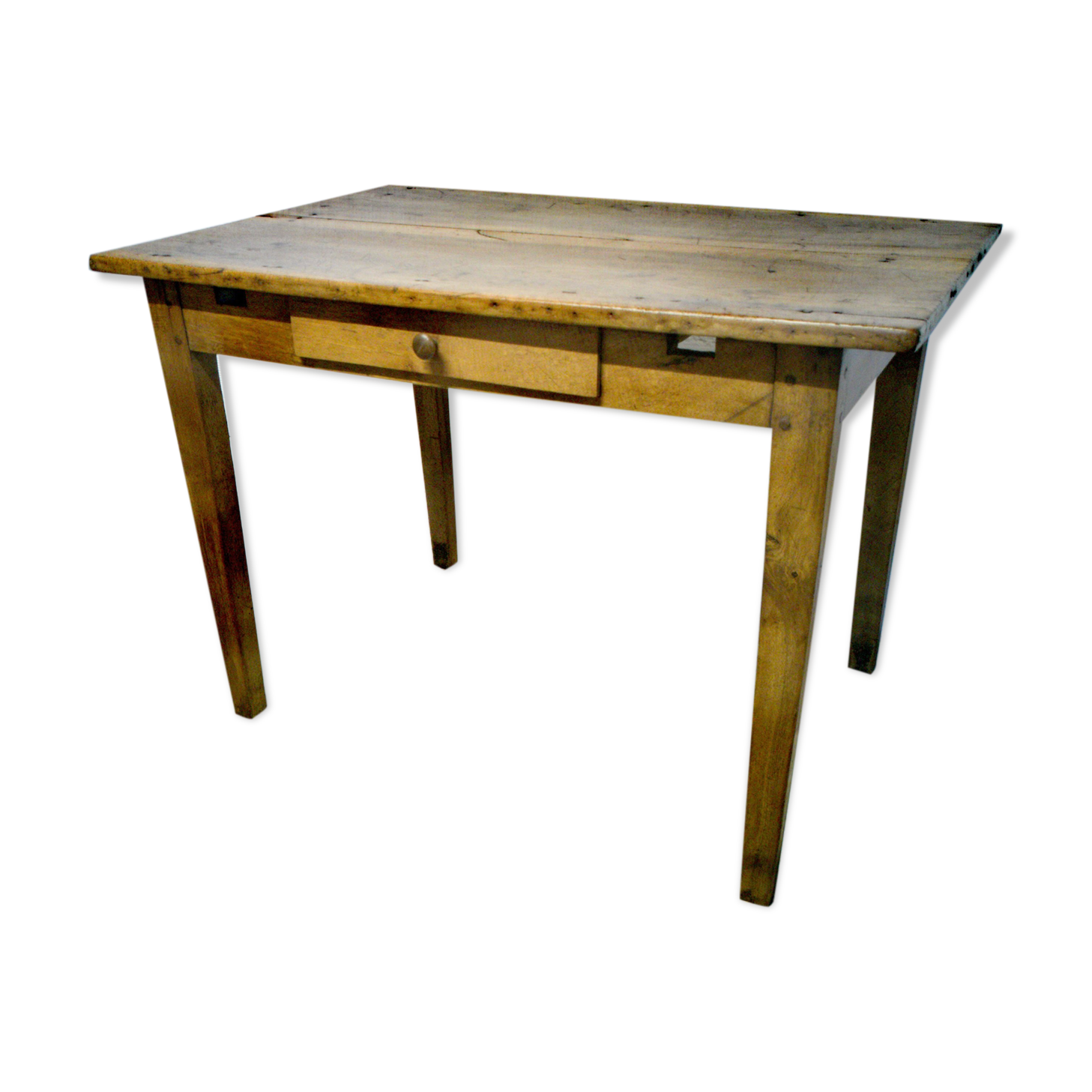 Old farm table with extension cords