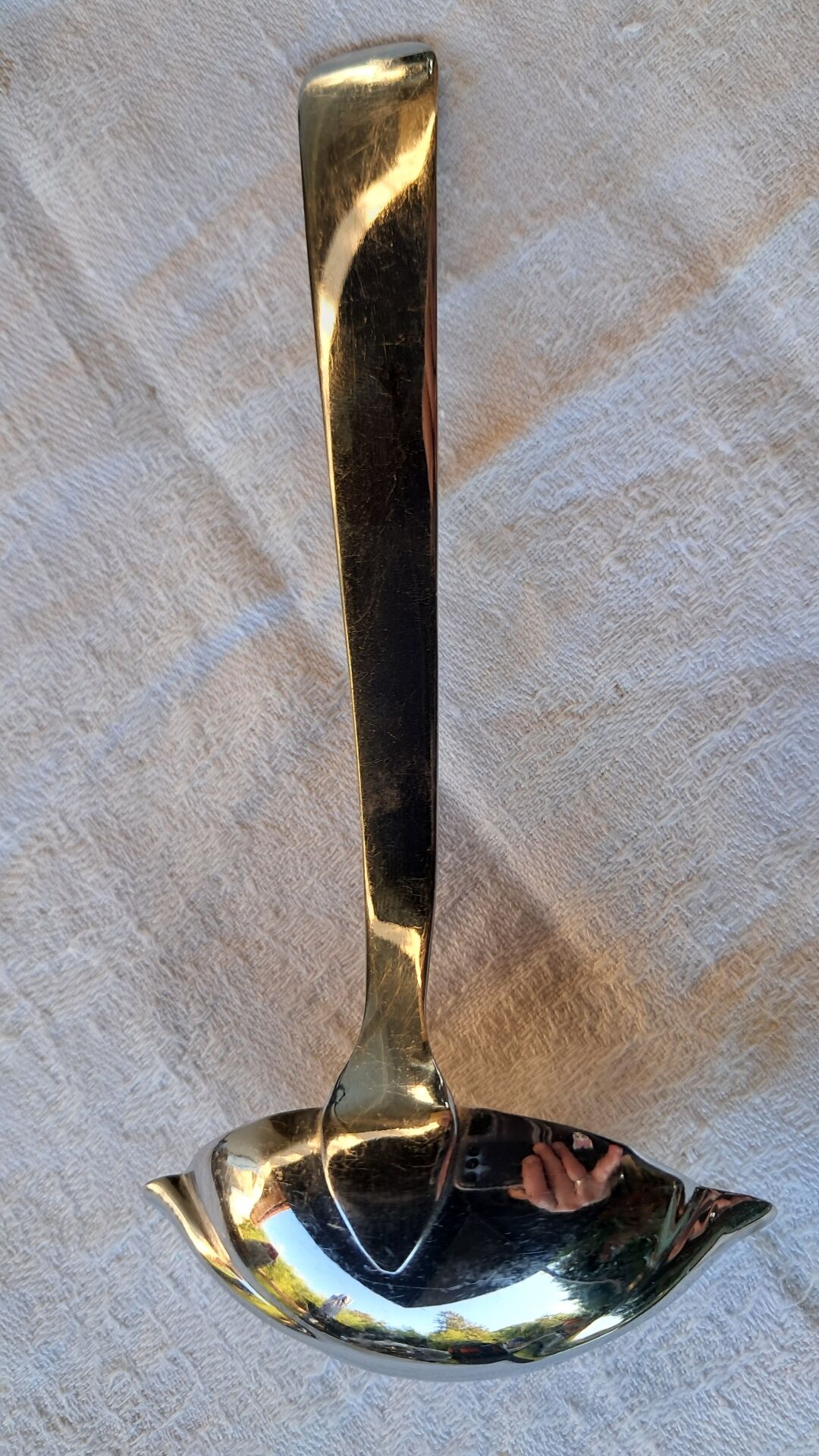 Old sauce spoon, fat and lean, Boulenger, silver-plated metal.
