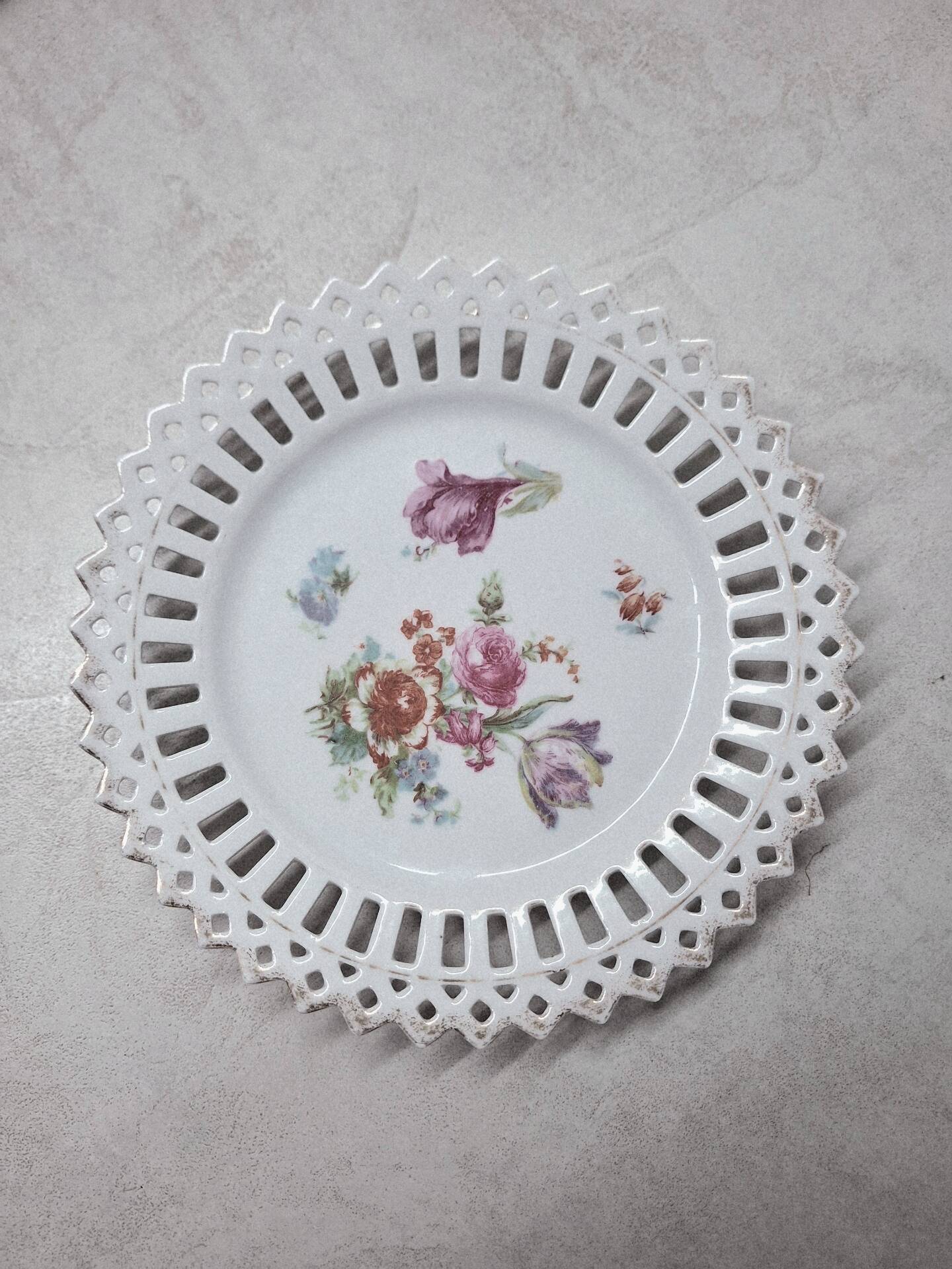 Antique pierced dessert plates