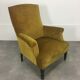 English armchair Napoleon III in mustard yellow velvet
