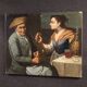 Antique Lombard painting from the 17th century, interior scene