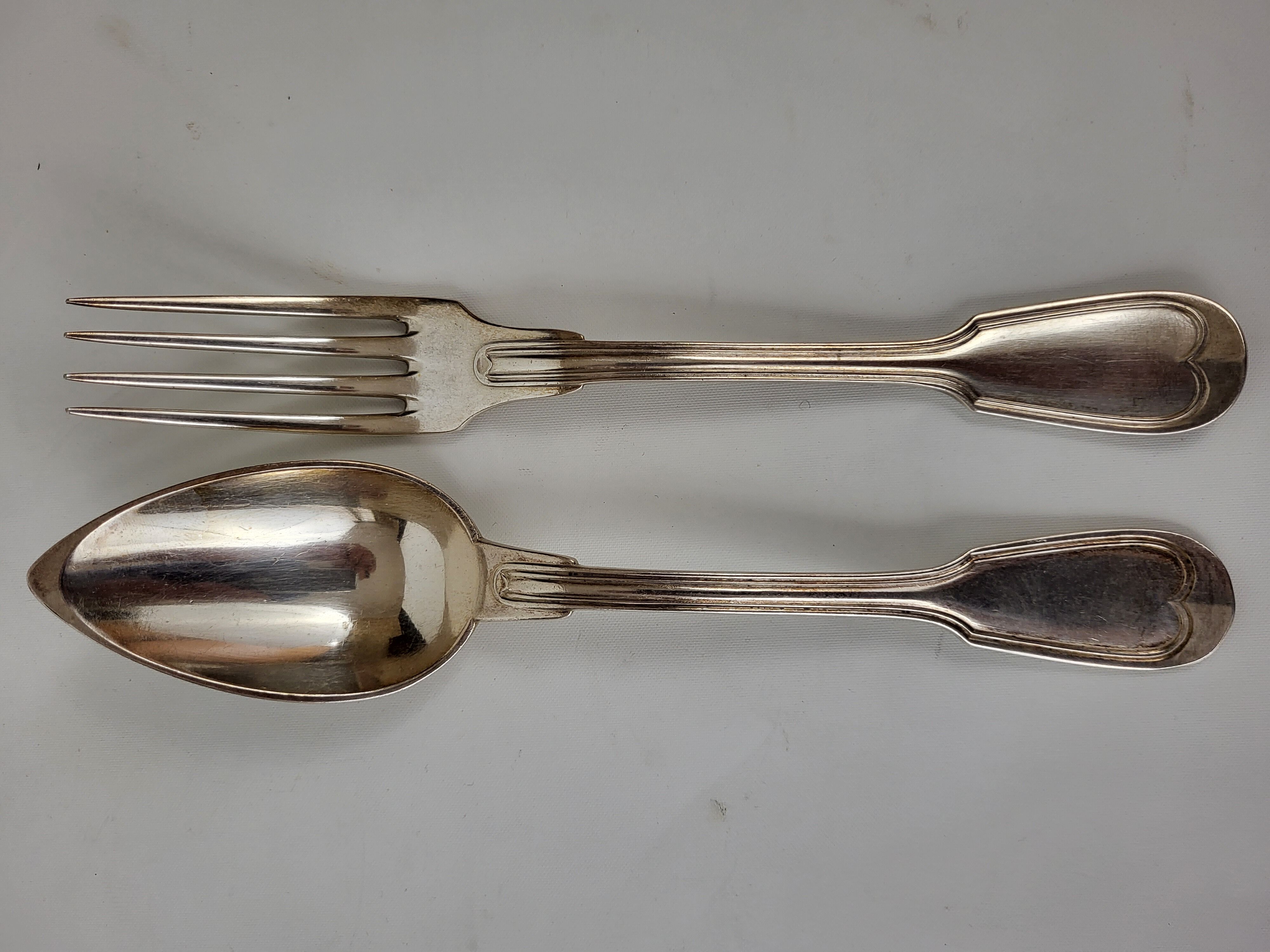 12 silver metal cutlery mesh model