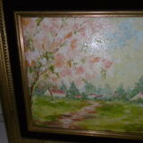 Table oil on vintage panel 1950