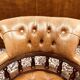 Ensemble de chaises de bureau Chesterfield English Captain Chairs marron