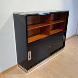Vintage Bauhaus Office Cabinet in Black Lacquer and Mahogany, 1930