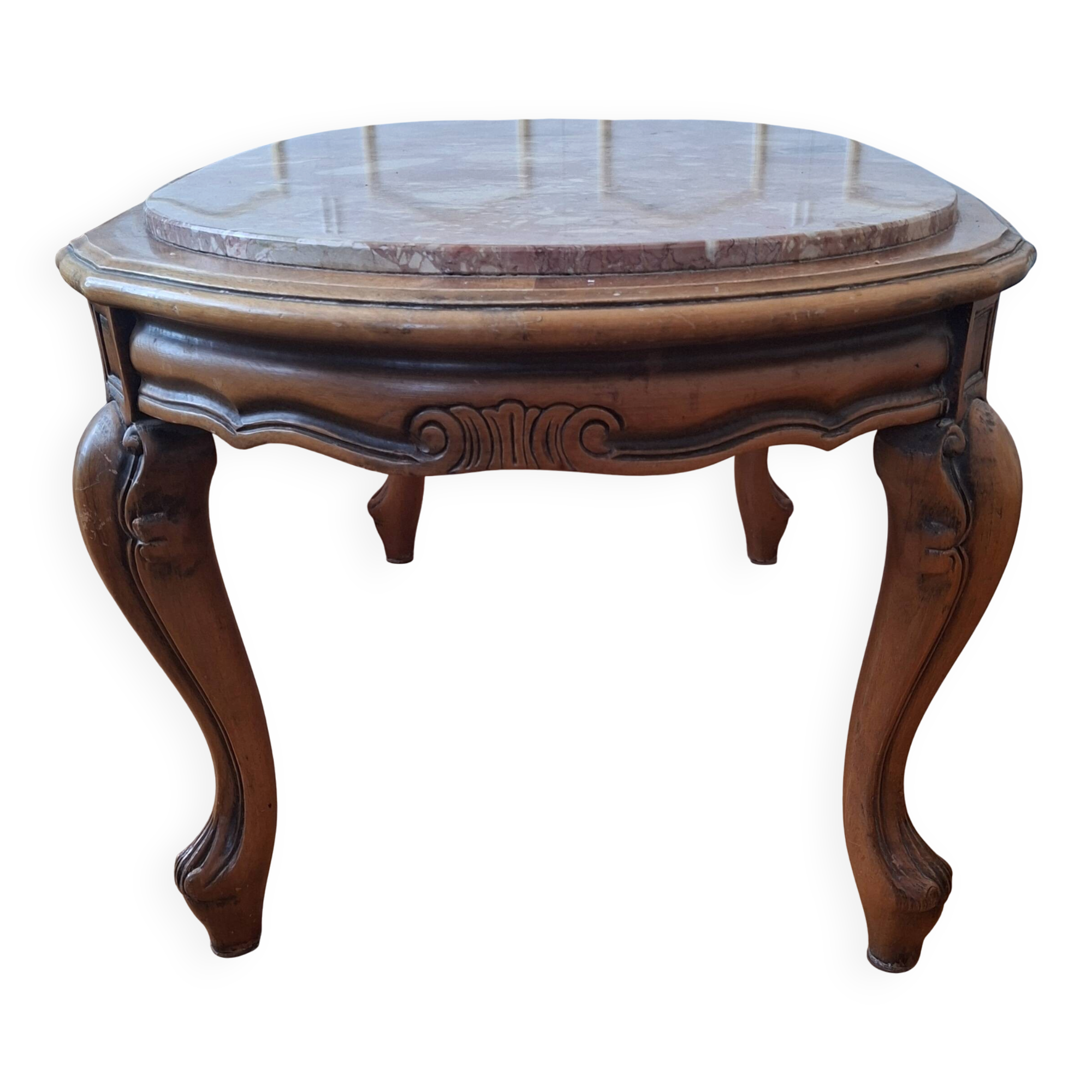 coffee table with a pink marble top