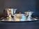 Art deco tea & coffee set in silver metal and ebony