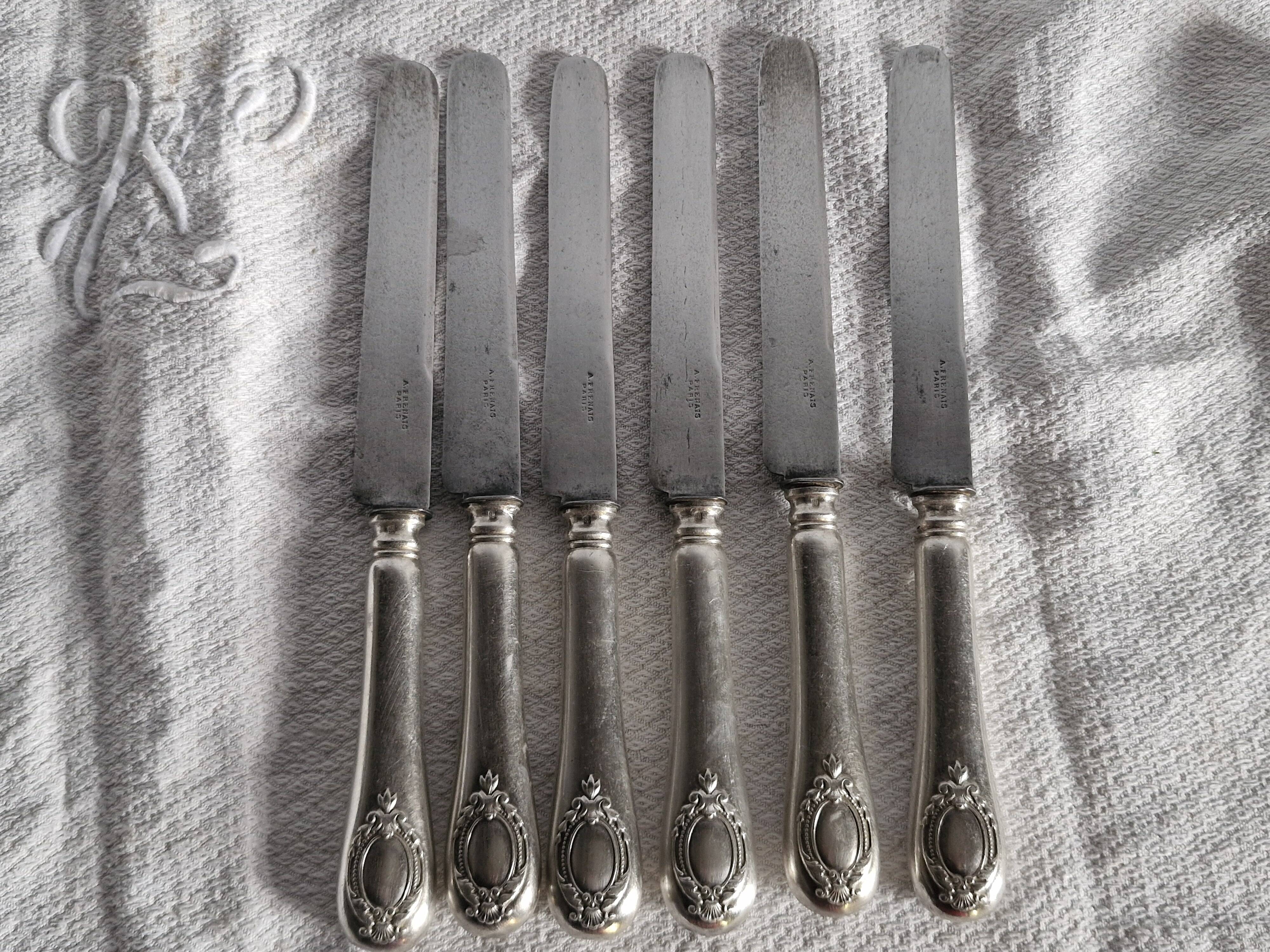 12 antique knives - Silversmith A Frenais Paris - 6 large & 6 small
