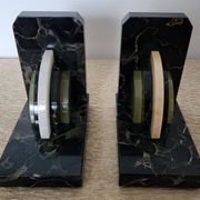 Art Deco pair of bookends in marble and green onyx – 1930s-1950s