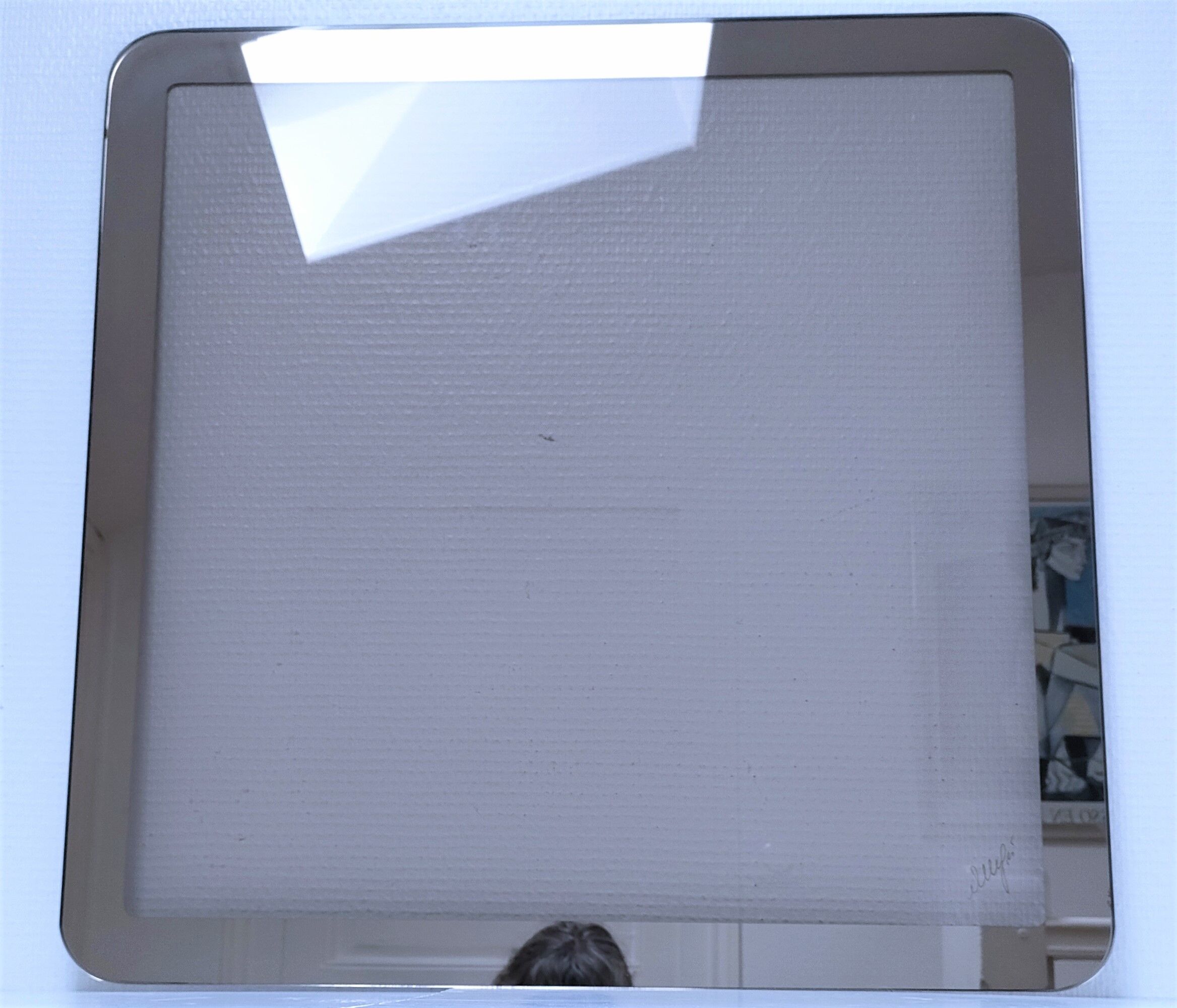 Coffee table glass smoked metal gilded Italian design 80s stamped