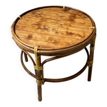 Rattan side table
