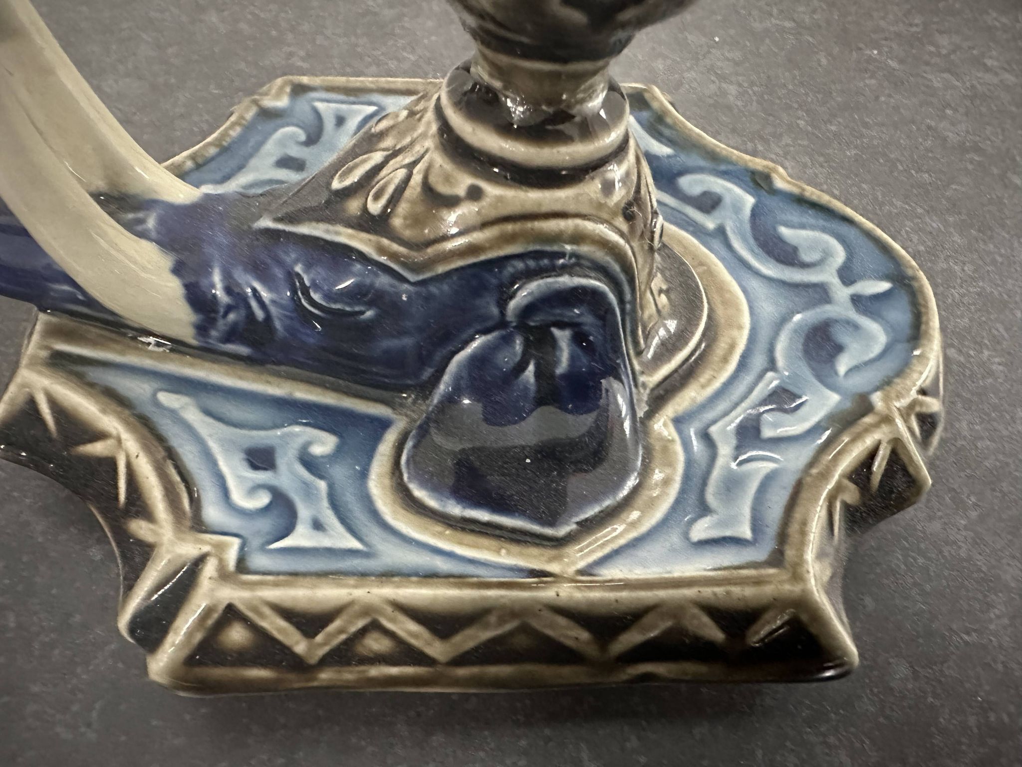 Zoomorphic candlestick, Choisy le Roi Boulenger, in the shape of an elephant, 19th century