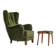 1960s, danish design, velour relax chair with footstool, original condition.