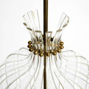 Mid-Century Pendant Lamp by Vereinigte Werkstätten, in Brass and Plexiglass
