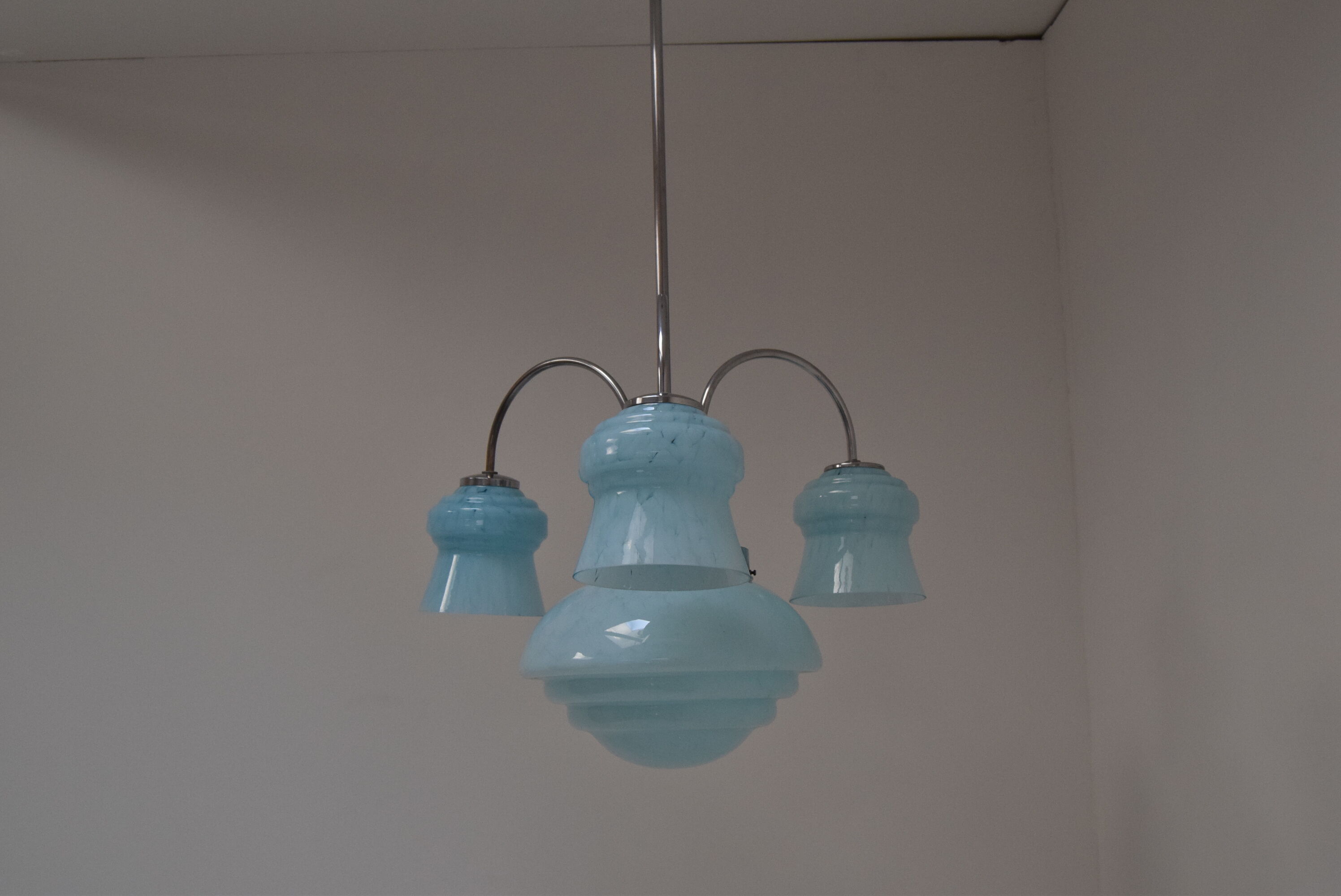 Art deco chrome chandelier 1930's