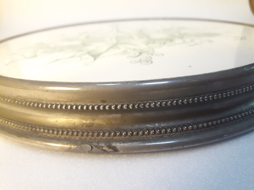 Coaster 21,8cm earthenware mounted on metal