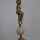 Ancient alabaster lamp and bronze cherub decoration