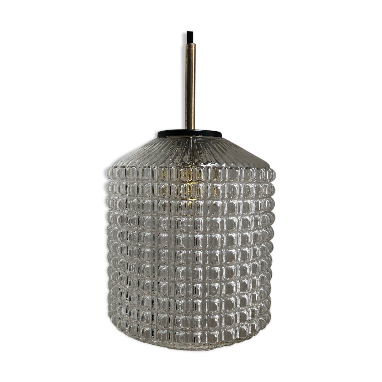 Glass and brass hanging lamp