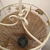 Umbrella holder in metal and wicker decor floral