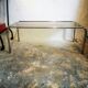 Vintage chrome metal coffee table and smoked glass tray, 70s