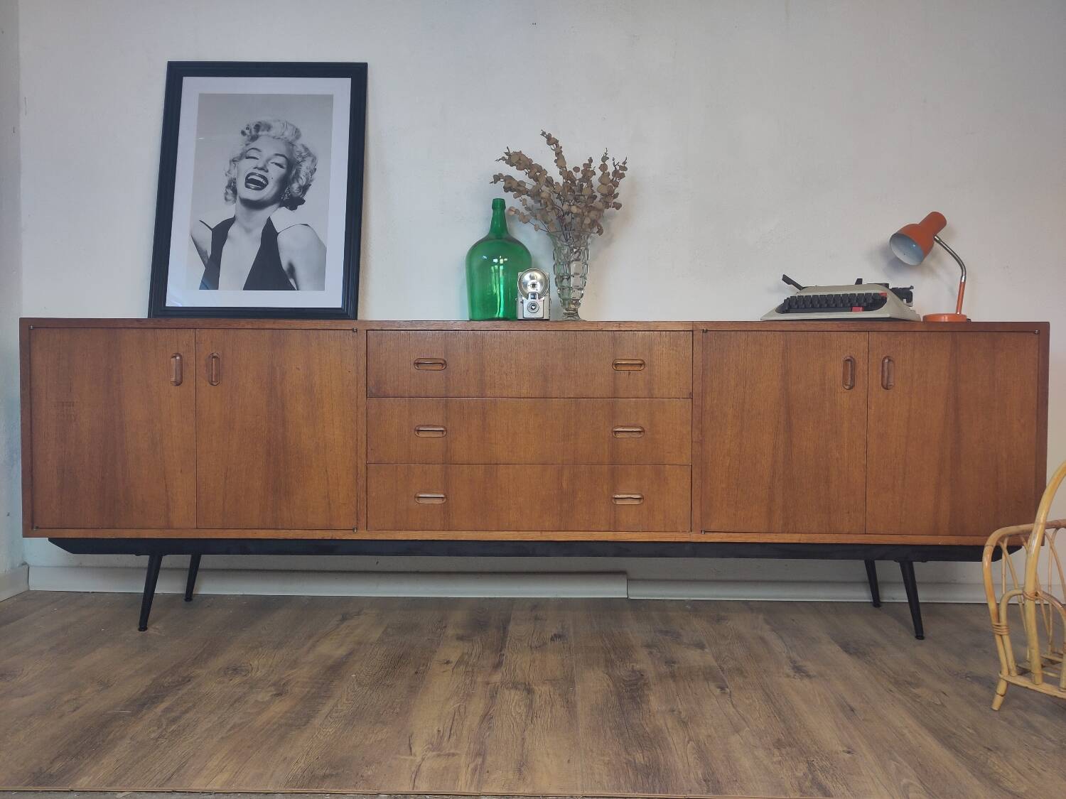 Scandinavian teak and metal sideboard