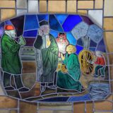 Large signed stained glass window