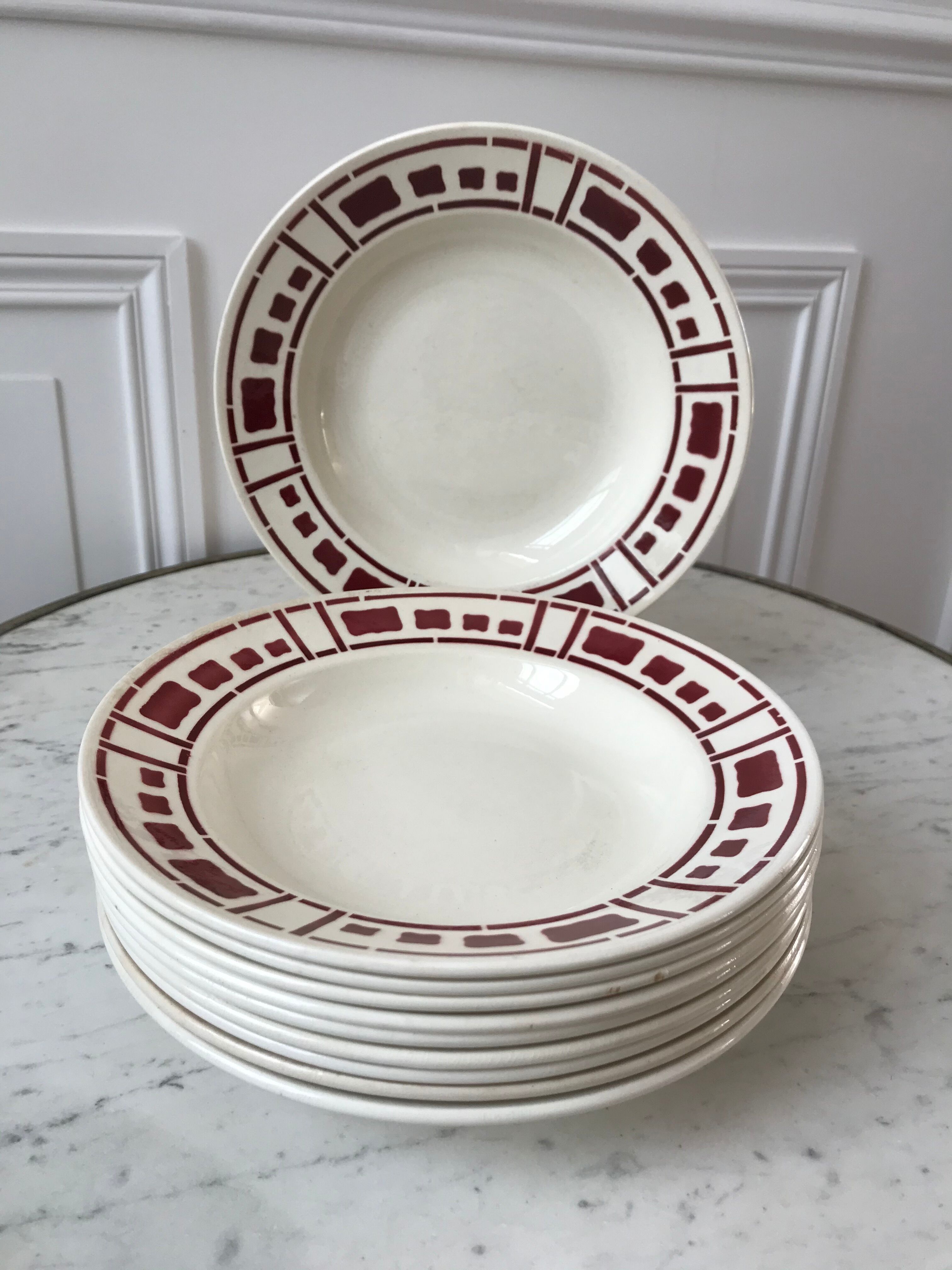 Lot de 6 assiettes creuses badonviller modèle barbizon années 30