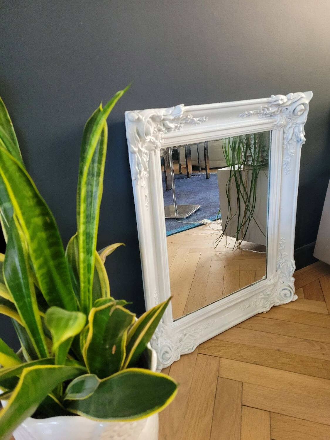 Antique mirror with painted wooden frame
