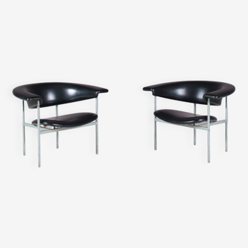 1960s Pair of “Meander Gamma” Chairs by Rudolf Wolf for Gaasbeek & Van Tiel, Netherlands