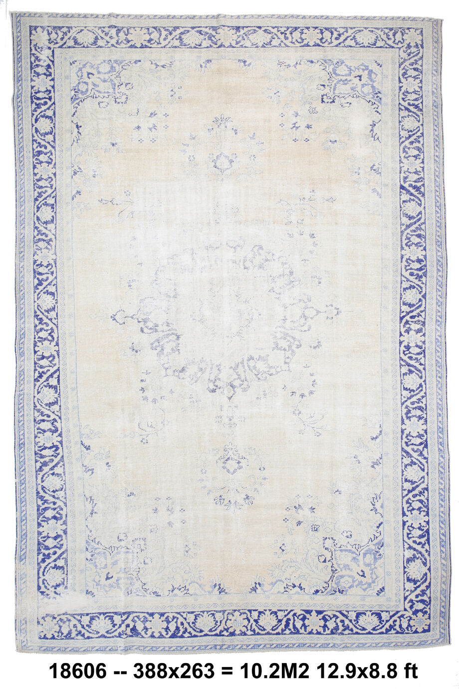 9x13 oversize blue persian rug 263x388cm
