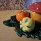 Salt shaker, pepper shaker, mustard slushie Vallauris vegetable and mushroom service