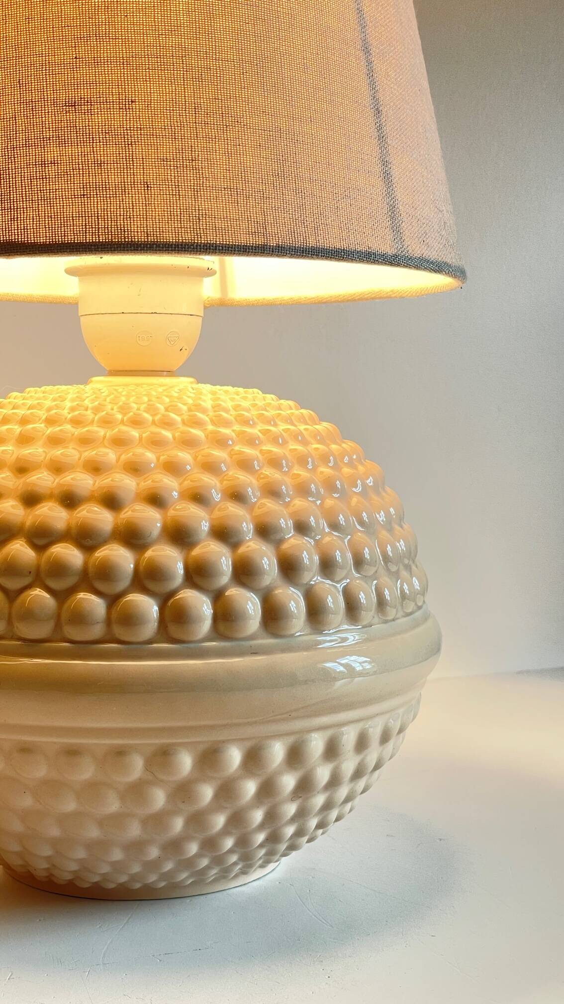 Pale pink ceramic lamp from the 90s