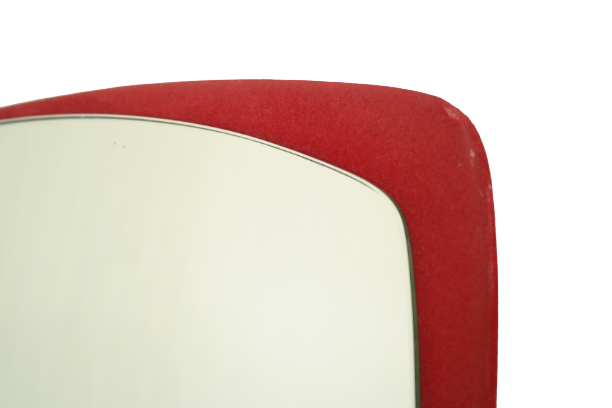 Retro free-form mirror felt wood 49 x 36