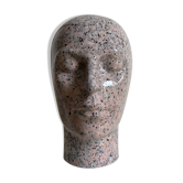Vintage ceramic head speckled pattern pink and black