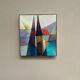 Oil on Swedish panel – 'Geometric Composition' by Stellan Widholm – Signed – vintage and framed – 35 × 32 × 5 cm