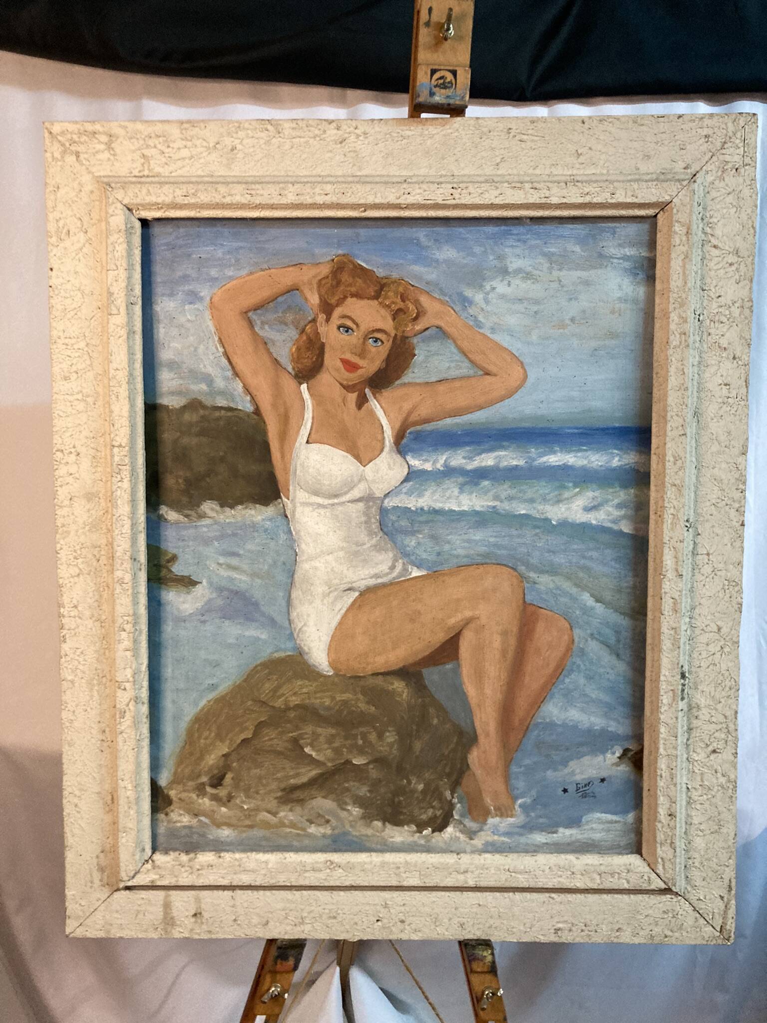 Gouache on Pin-Up panel signed and dated 1952