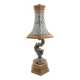 Monumental lamp with a dolphin in cast iron and lead scales - 110cm